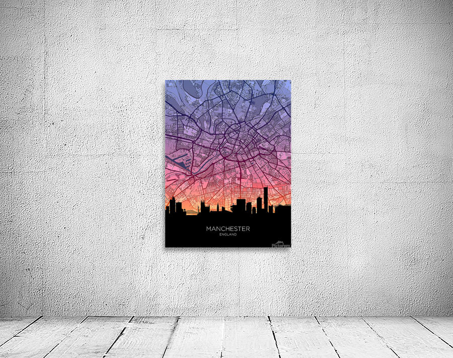 Manchester Skyline Map Wall Preview