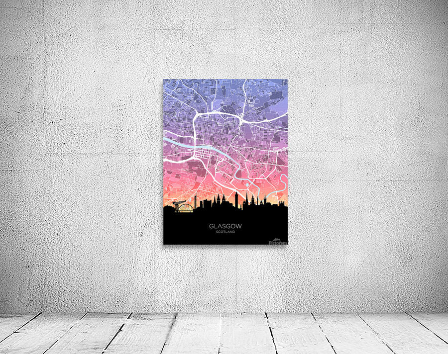 Glasgow Skyline Map Wall Preview