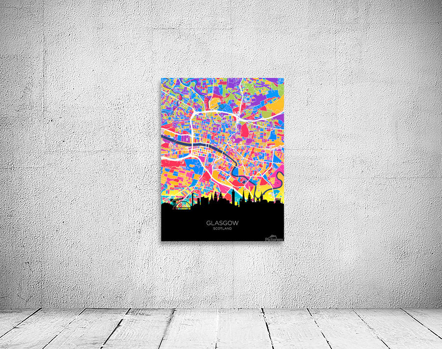 Glasgow Skyline Map Wall Preview