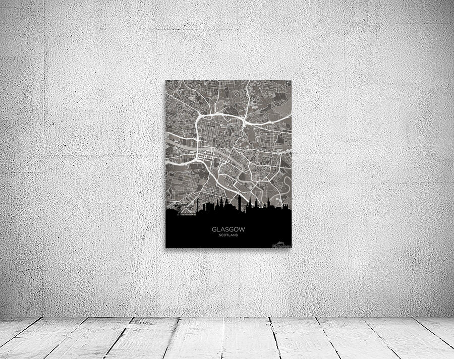 Glasgow Skyline Map Wall Preview