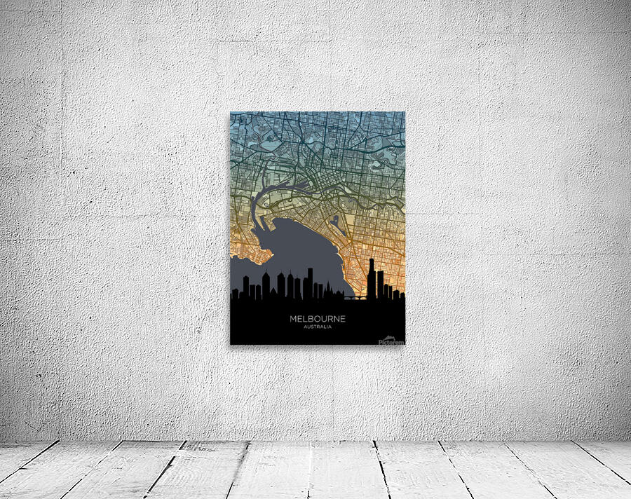 Melbourne Skyline Map Wall Preview