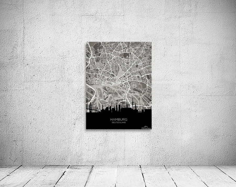 Hamburg Skyline Map Wall Preview