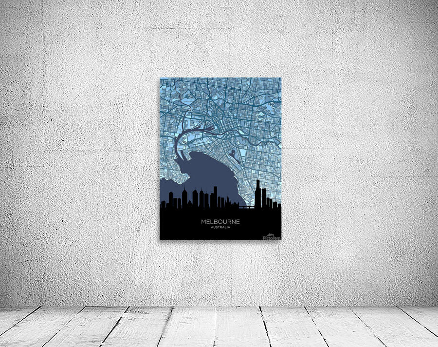 Melbourne Skyline Map Wall Preview