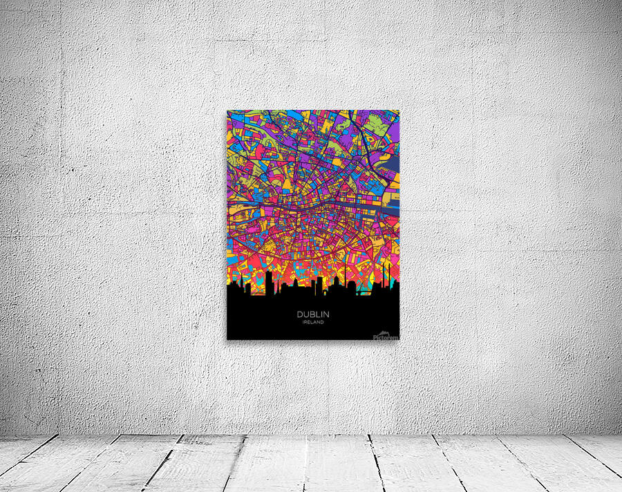 Dublin Skyline Map Wall Preview