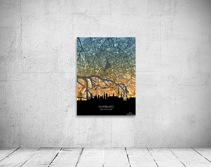 Hamburg Skyline Map Wall Preview