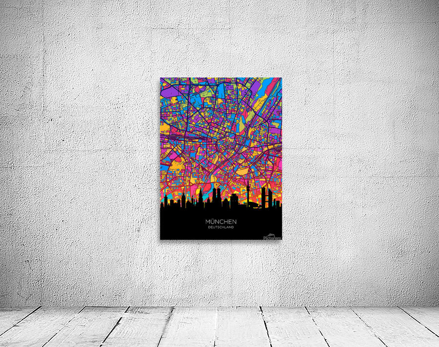 Munich Skyline Map Wall Preview