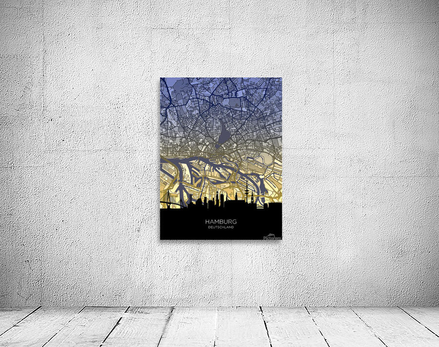 Hamburg Skyline Map Wall Preview