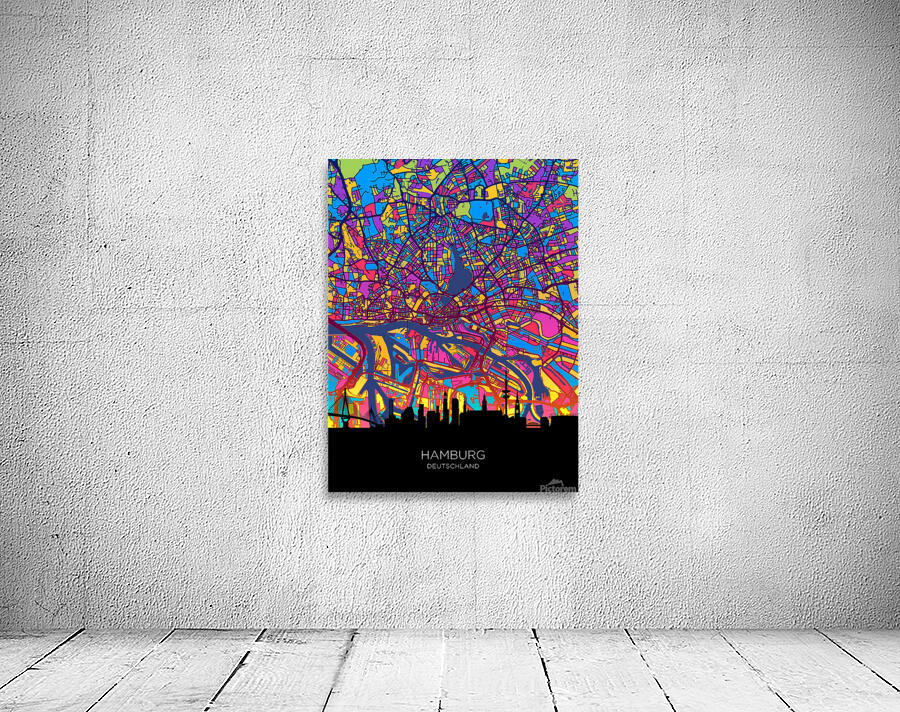 Hamburg Skyline Map Wall Preview
