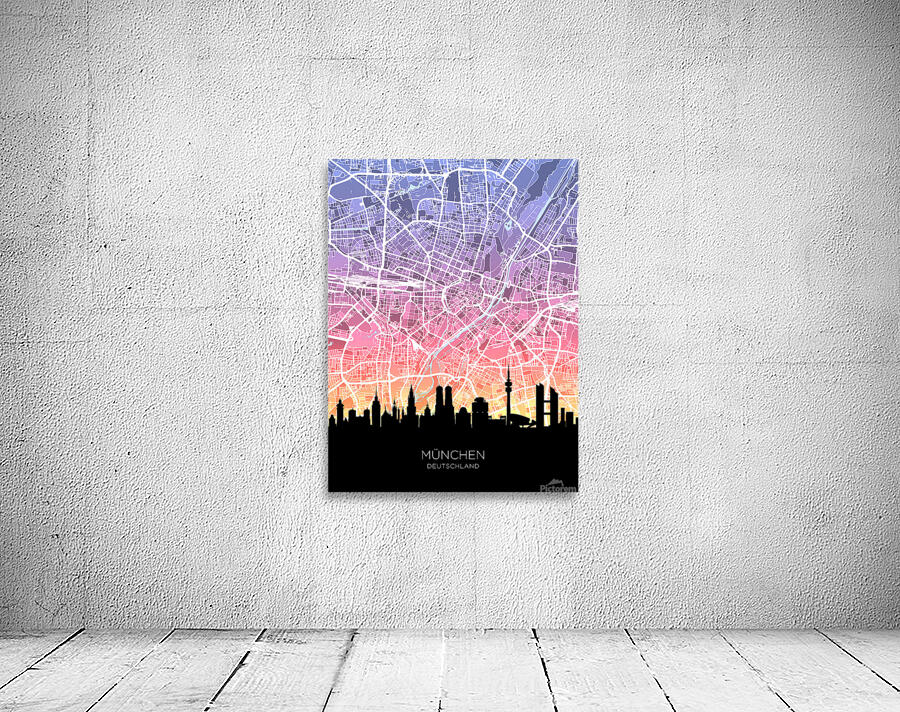 Munich Skyline Map Wall Preview