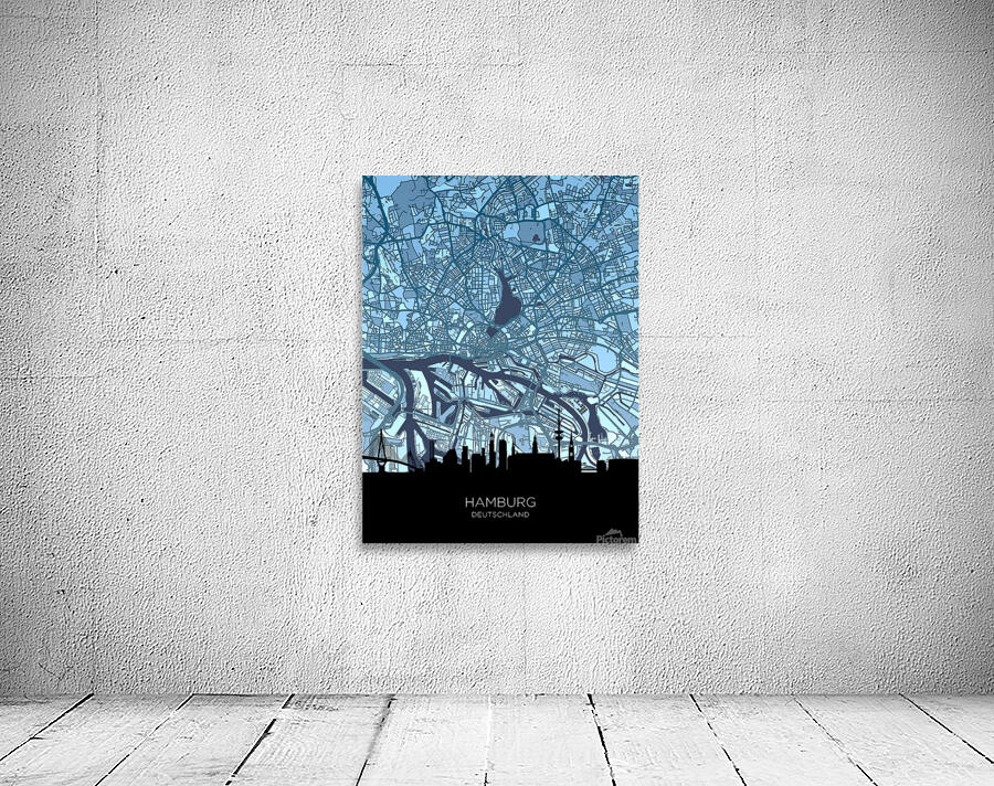 Hamburg Skyline Map Wall Preview