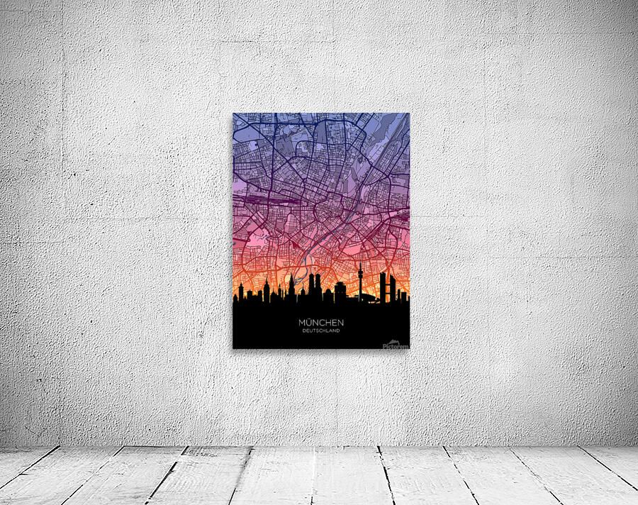 Munich Skyline Map Wall Preview