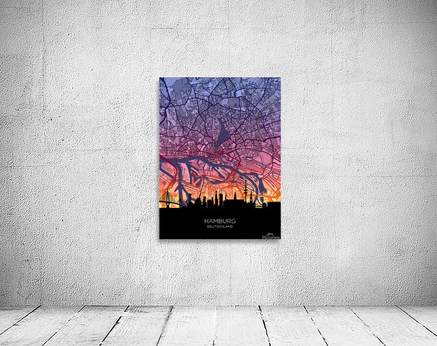 Hamburg Skyline Map Wall Preview