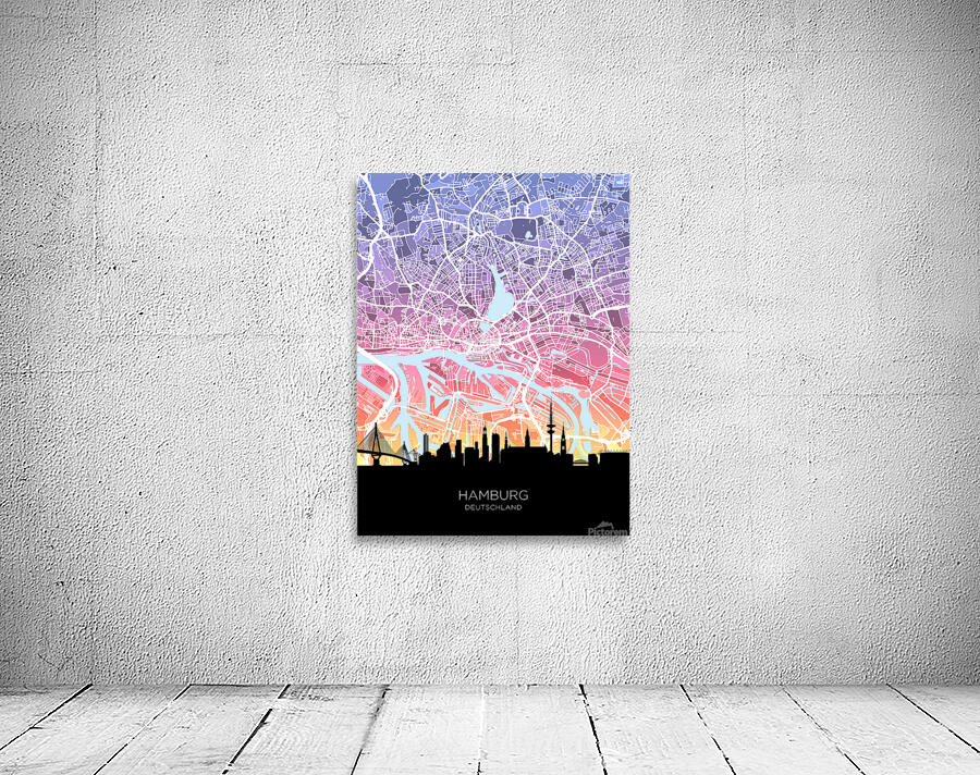 Hamburg Skyline Map Wall Preview