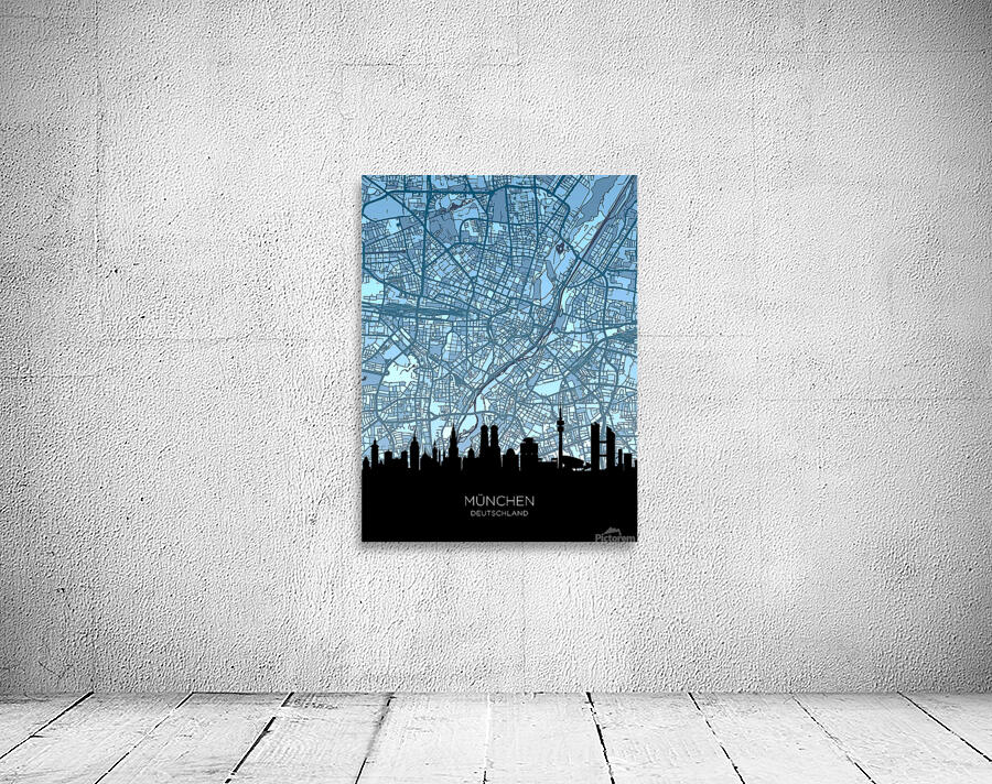 Munich Skyline Map Wall Preview