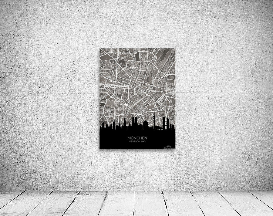 Munich Skyline Map Wall Preview
