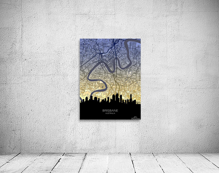 Brisbane Skyline Map Wall Preview