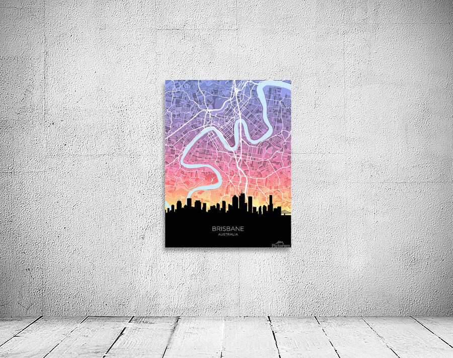 Brisbane Skyline Map Wall Preview