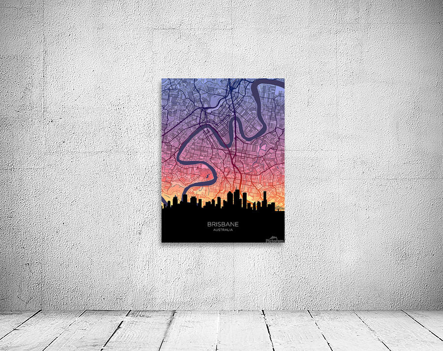 Brisbane Skyline Map Wall Preview