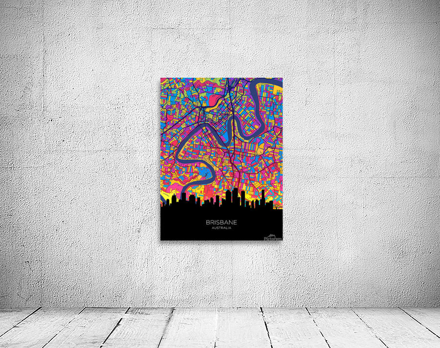 Brisbane Skyline Map Wall Preview