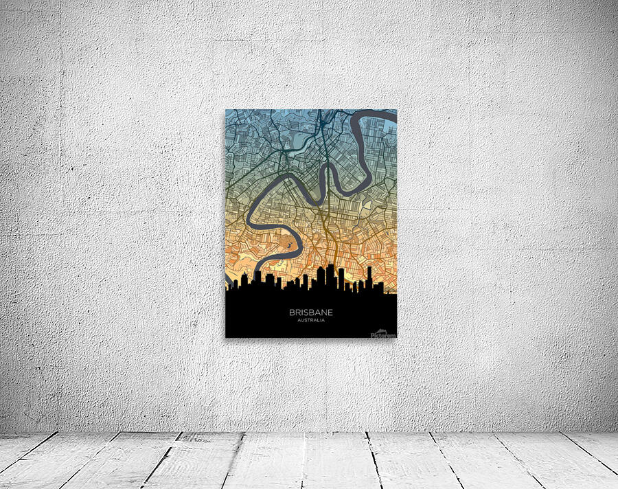 Brisbane Skyline Map Wall Preview