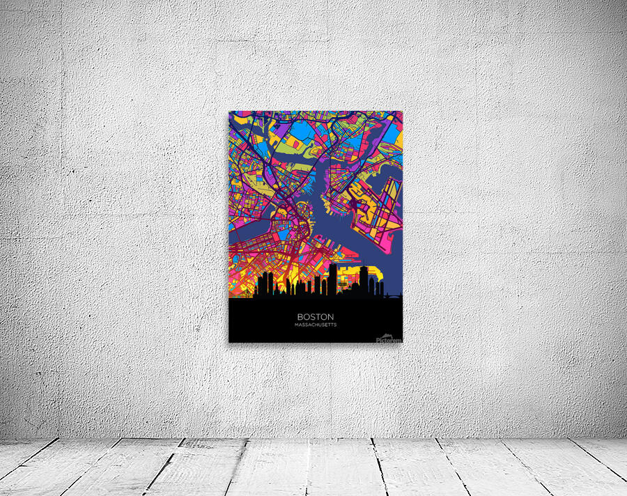 Boston Massachusetts Skyline Map Wall Preview