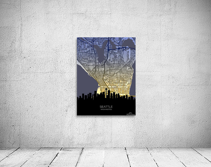Seattle Washington Skyline Map Wall Preview