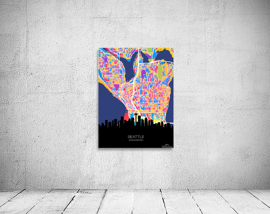 Seattle Washington Skyline Map Wall Preview