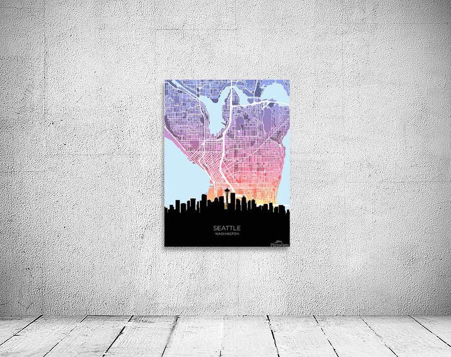 Seattle Washington Skyline Map Wall Preview