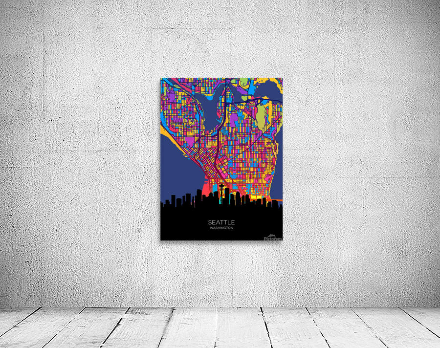 Seattle Washington Skyline Map Wall Preview