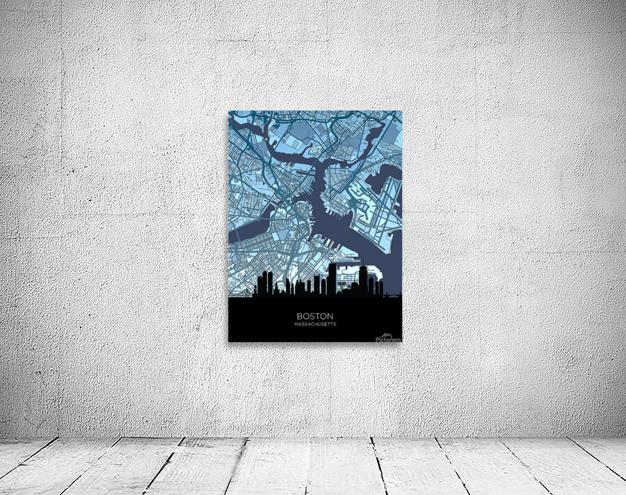 Boston Massachusetts Skyline Map Wall Preview
