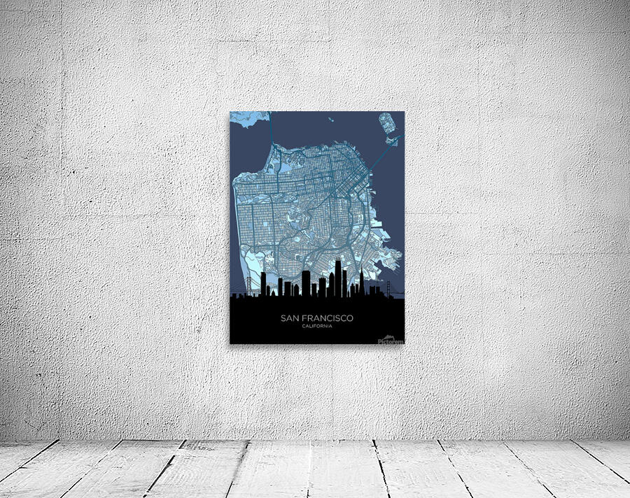 San Francisco California Skyline Map Wall Preview