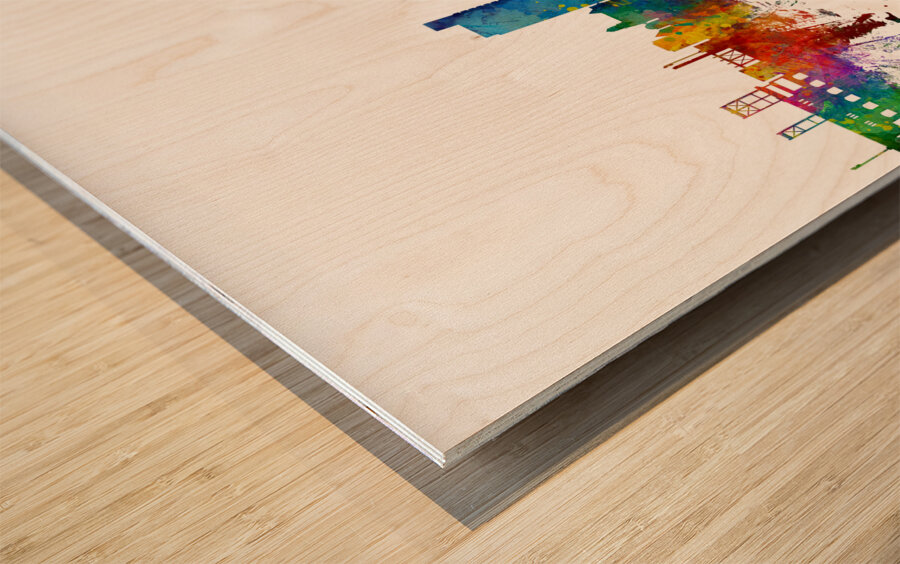 Winston-Salem North Carolina Skyline Wood print