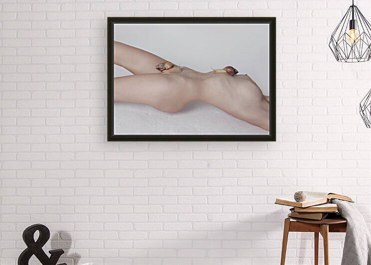 Snail on the slope. Booty.Front view. Nude sex body wallart art print creative tenderness by Nina Grigel