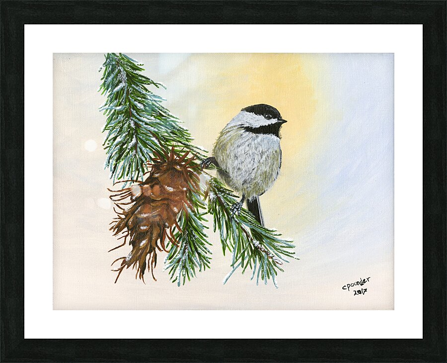 Christmas Chikadee Picture Frame print