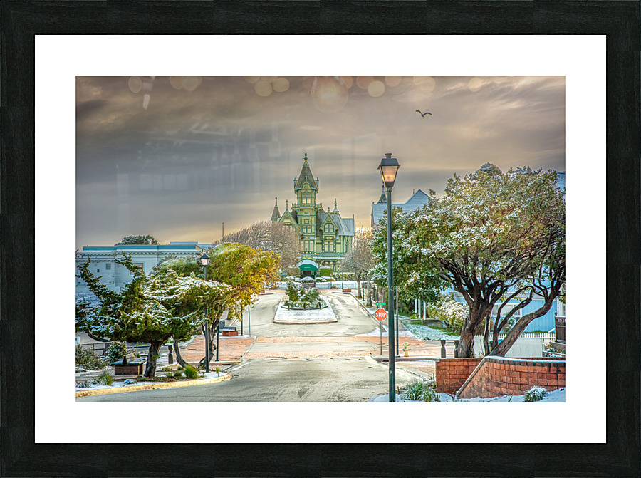 Carson Mansion in the Snow Picture Frame print