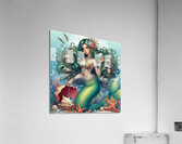 Beautiful Mermaid with green curly hair  Acrylic Print