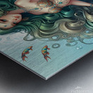Beautiful Mermaid with green curly hair  Metal print