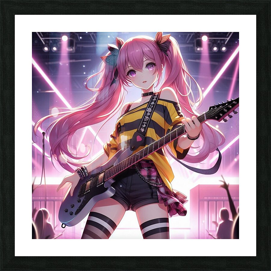 Beautiful Anime girl  in rock style  Picture Frame print