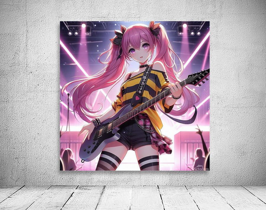 Beautiful Anime girl  in rock style  Wall Preview