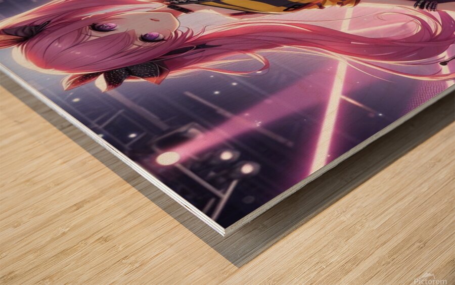 Beautiful Anime girl  in rock style  Wood print