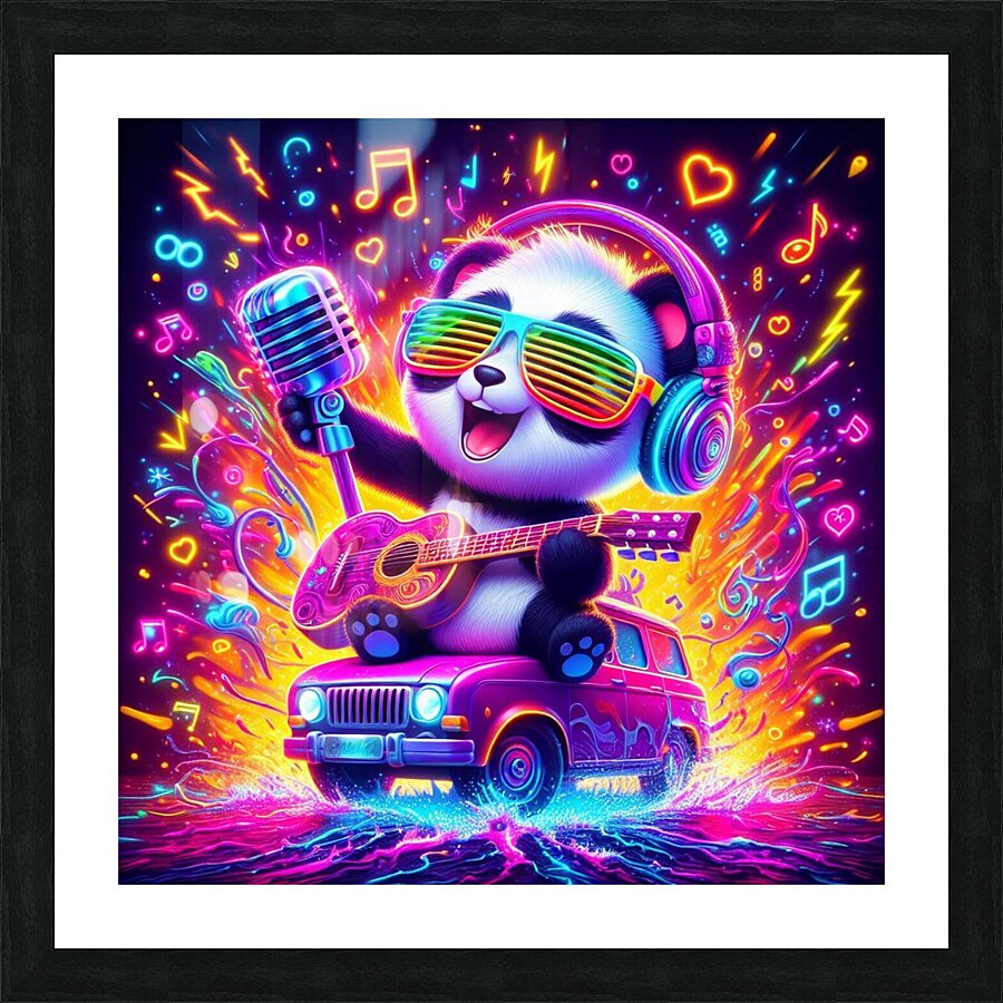 Cute Panda Vibes - Riffs and Hues Symphony. Picture Frame print