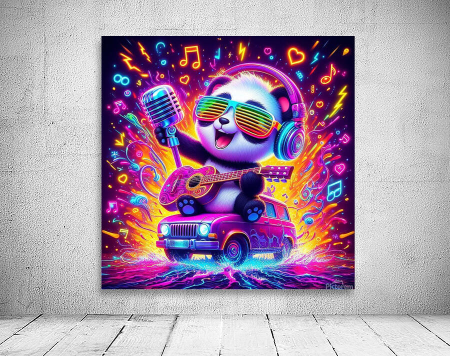 Cute Panda Vibes - Riffs and Hues Symphony. Wall Preview