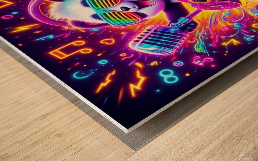 Cute Panda Vibes - Riffs and Hues Symphony. Wood print