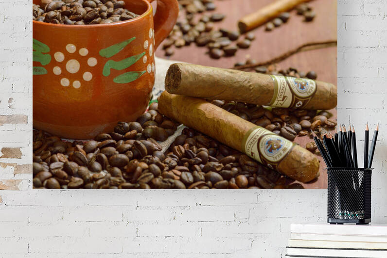 Mexican business coffee and cigars copy space by Robert Patrick Briggs