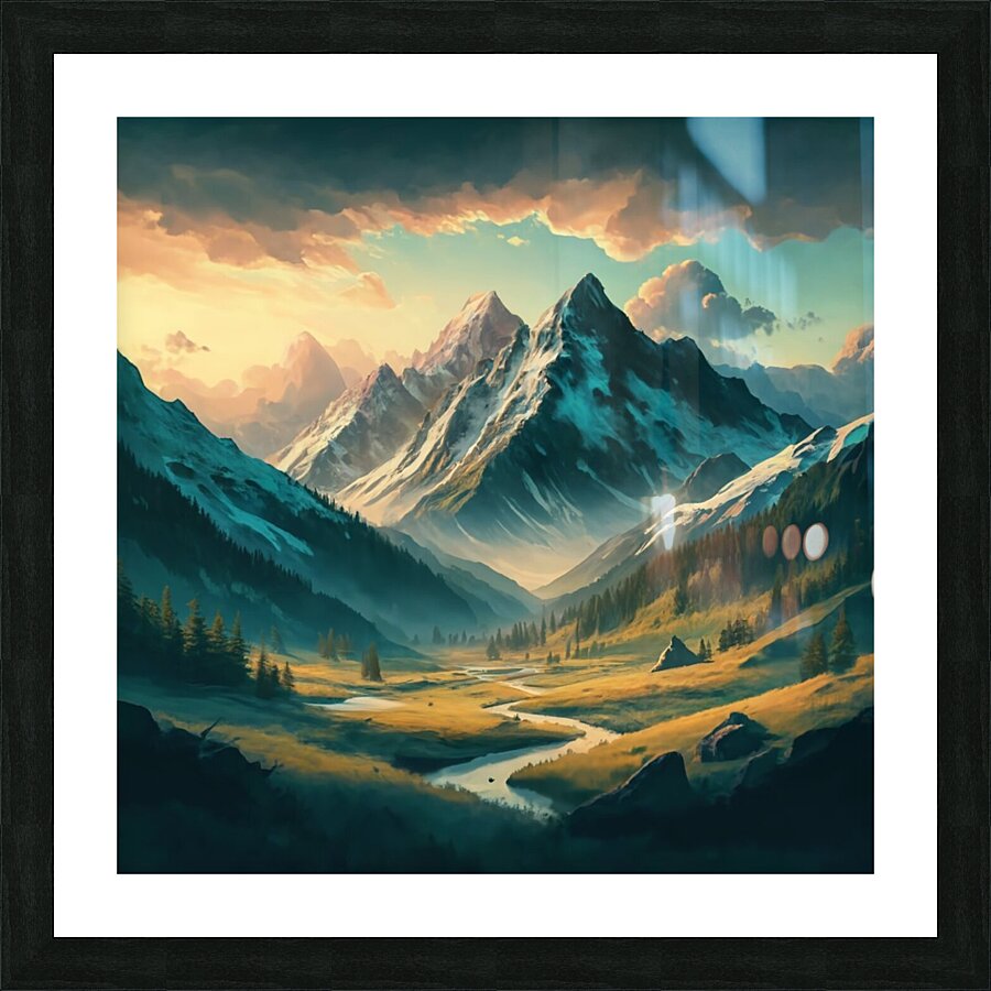 an awe inspiring cinematic landscape illustration Picture Frame print