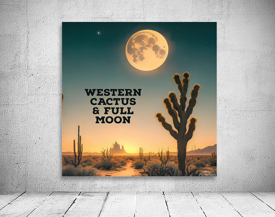 WESTERN CACTUS & FULL MOON Wall Preview