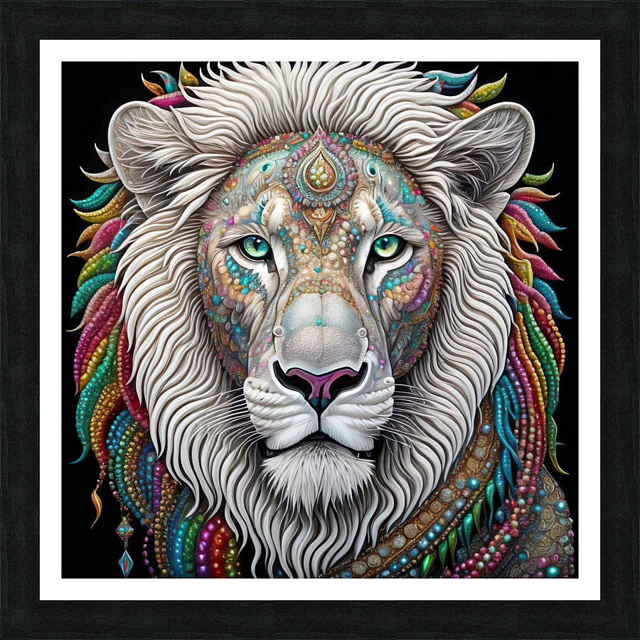 Psychedlic lion head Picture Frame print