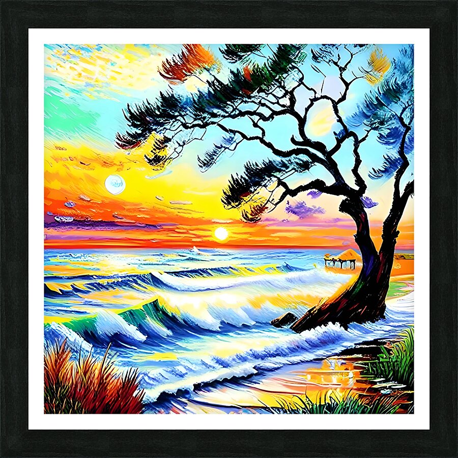 Sunset shoreline harmony Picture Frame print