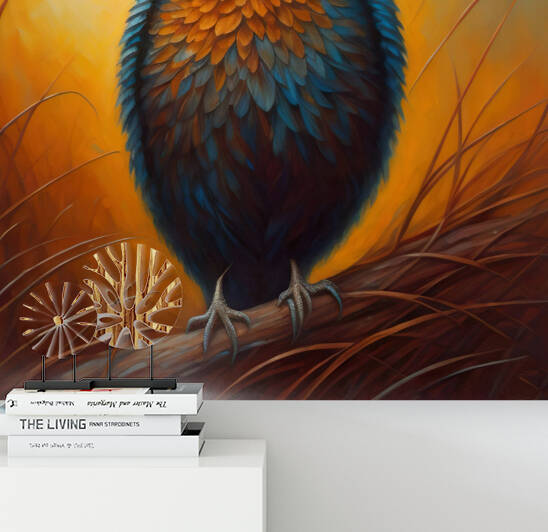 Colorful bird on tree branch by digitalartlb