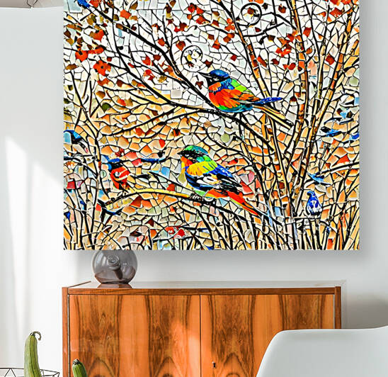 BIRDS AND TREES IN PAPERCUT STYLE by digitalartlb